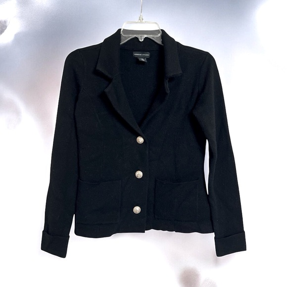 Adrianne Vittadini Black Jacket Viscose Blend Gold‎ Buttons Black - Picture 8 of 13